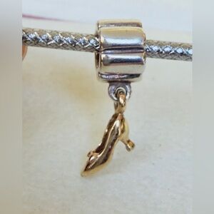 PANDORA Sterling Silver 925 & 14k Gold Dangle Stiletto High Heel Dangle Charm